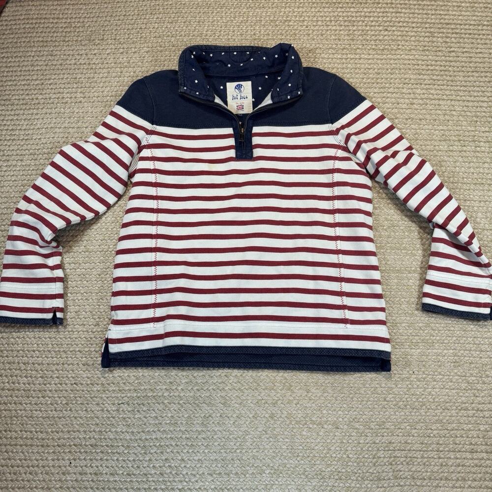 FatFace Airlie Red White Blue Striped Quarter Zip Distressed USA Women Size 10